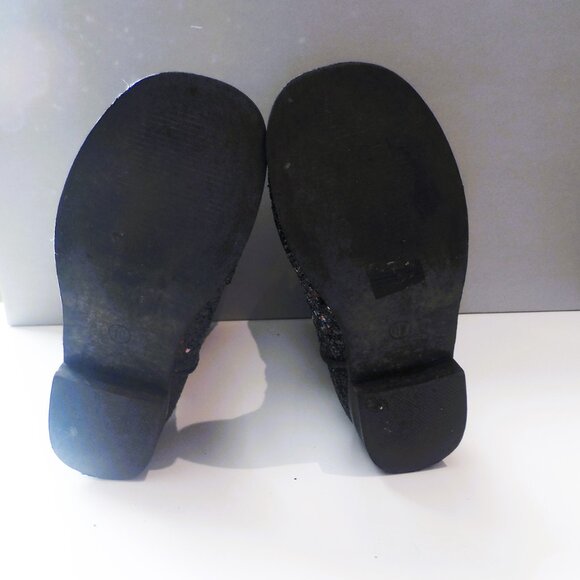 Kids Sequins Black Embroidered Square Toe Calf Glitter Western Boots- size 10 - Picture 7 of 7